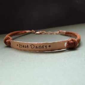 Personalized Daddy Bracelet - Leather Mens Bracelet