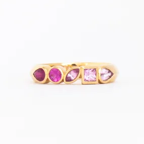 Pink Sapphire Ombre Multi-Shape Bezel Band