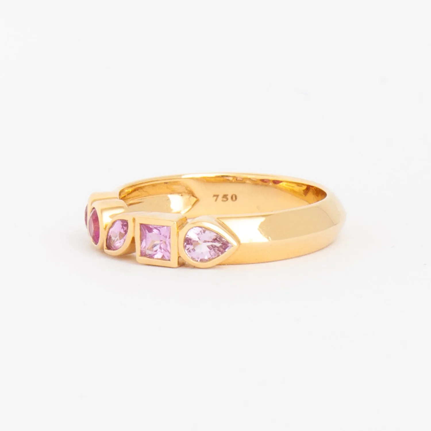 Pink Sapphire Ombre Multi-Shape Bezel Band