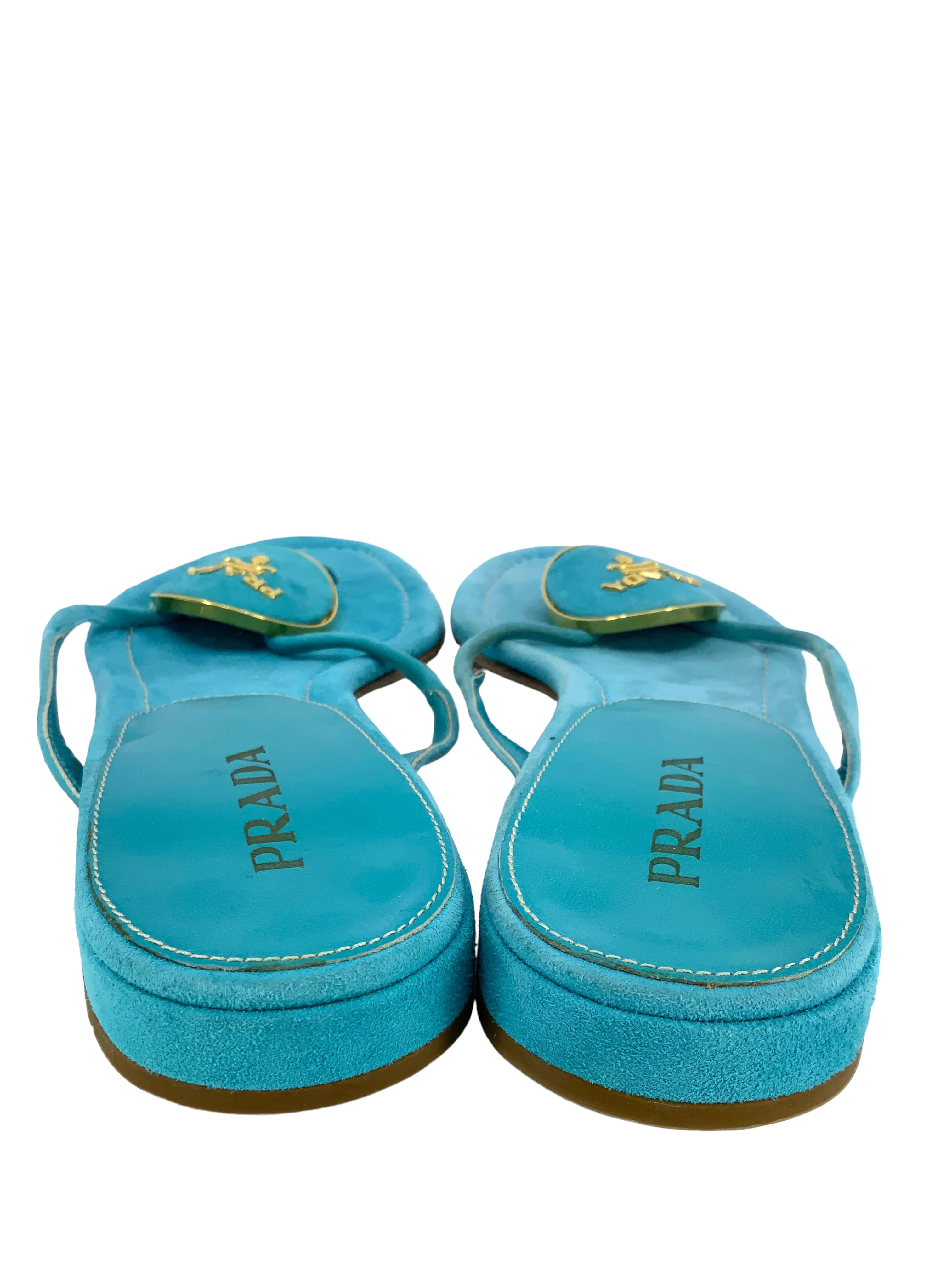 Prada Suede logo Thong Sandals Size 8.5