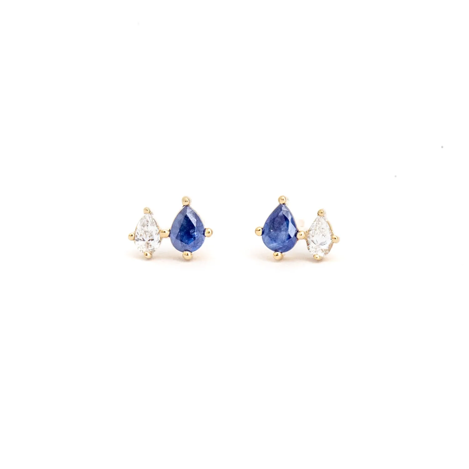 Premier Amigos Sapphire and Diamond Two Teardrop Studs