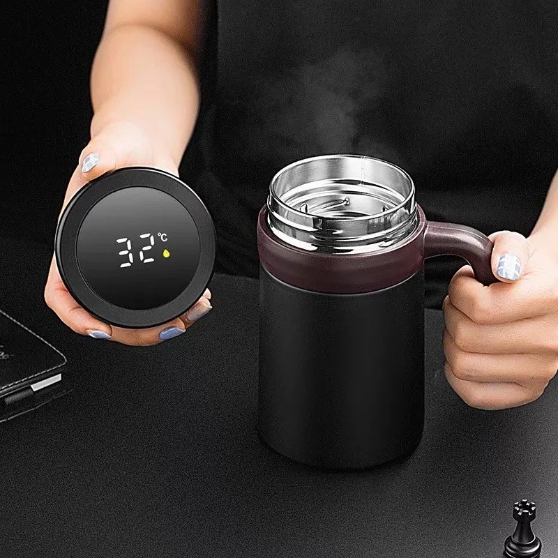 Premium LED Display Smart 304 Stainless Steel Coffee Mug With Handle & LID In Gift Box - Under $30 Gift