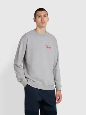 Puglia Relaxed Fit Crew Neck Graphic Sweatshirt In Light Grey Marl