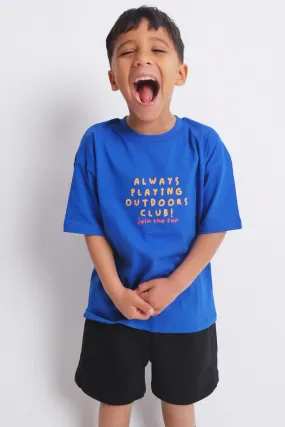 "Always Playing Outdoors Club" Short-Sleeved T-Shirt