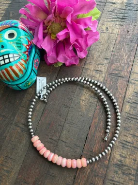 "Cotton Candy" Memory Wire Pearl Choker