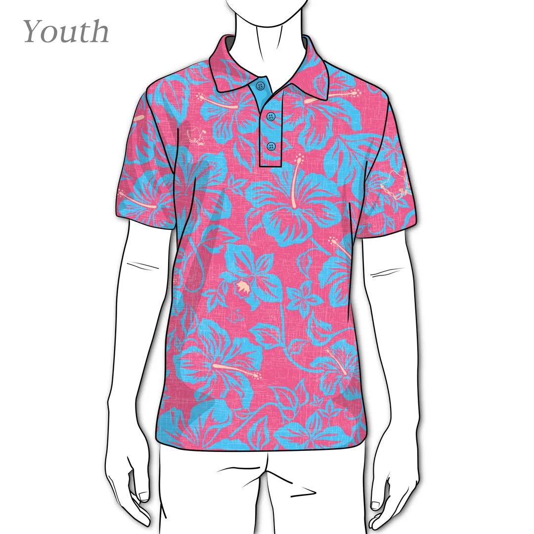 Raspberry Bloom - OGA Youth Polo -  Raspberry Blue