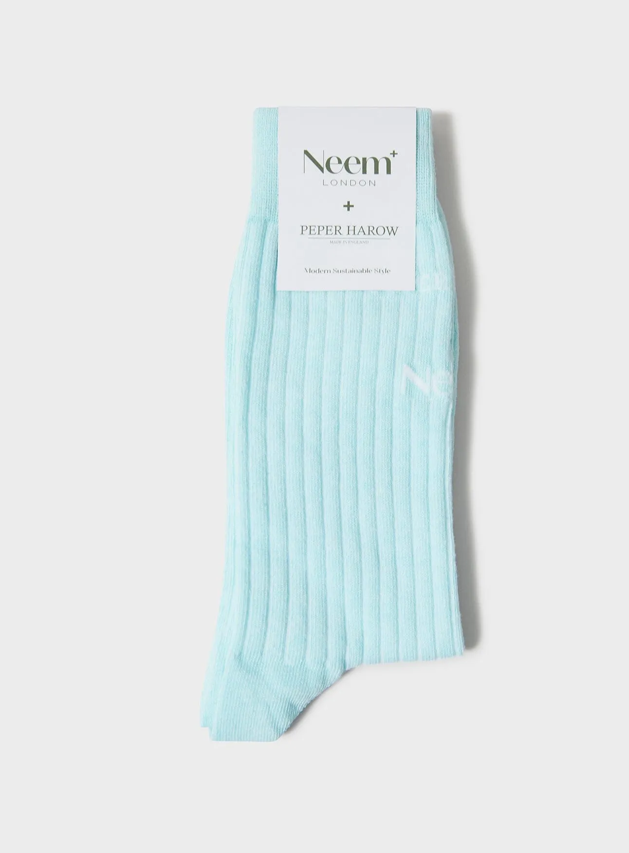 Recycled British Ribbed Cotton Sky Men's Socks