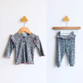 Ribbed & Ruffled Floral Set // 6-9M