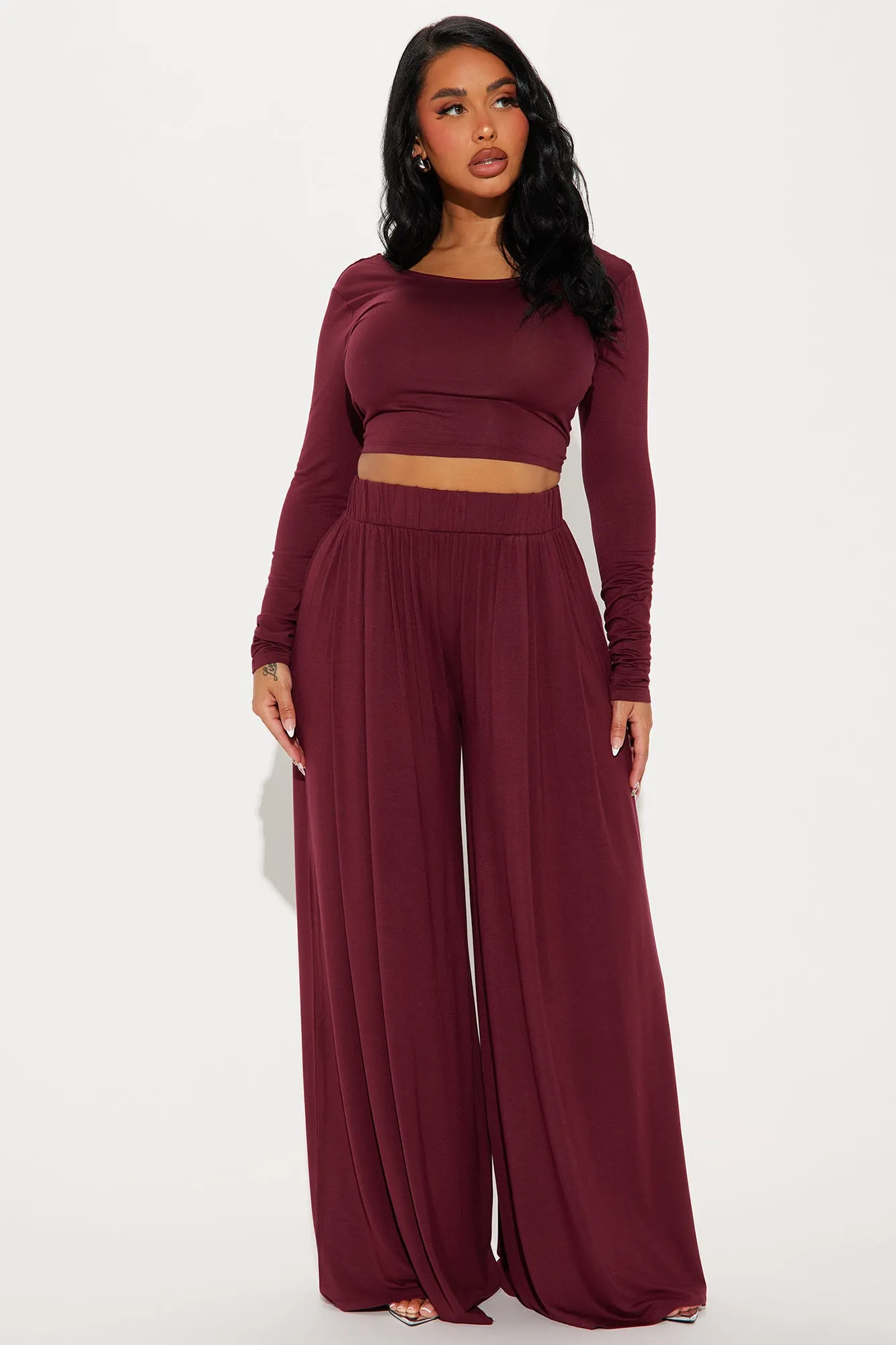 Robyn Pant Set - Burgundy