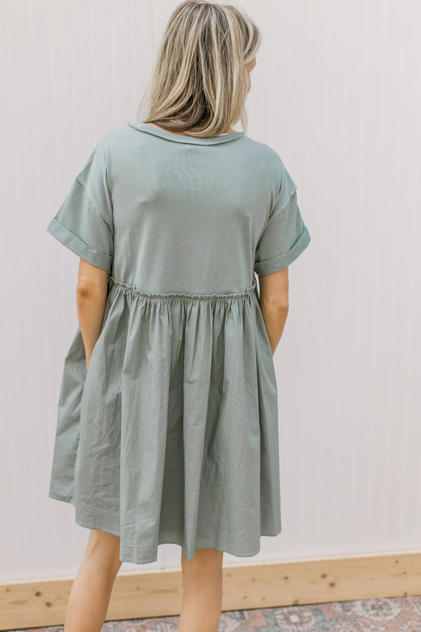 Sage Contrast T Shirt Dress