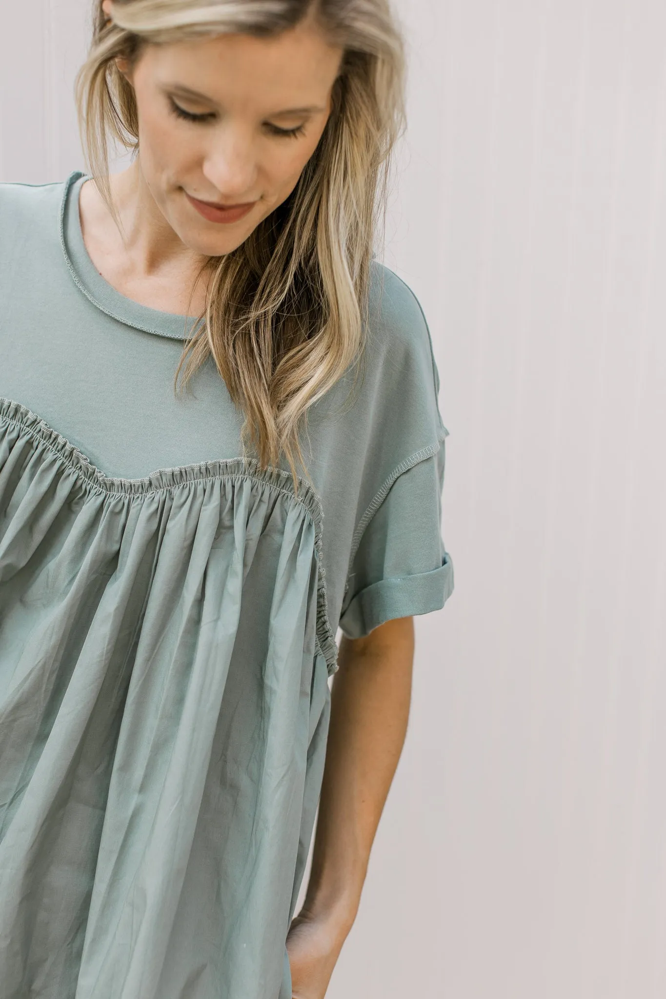 Sage Contrast T Shirt Dress