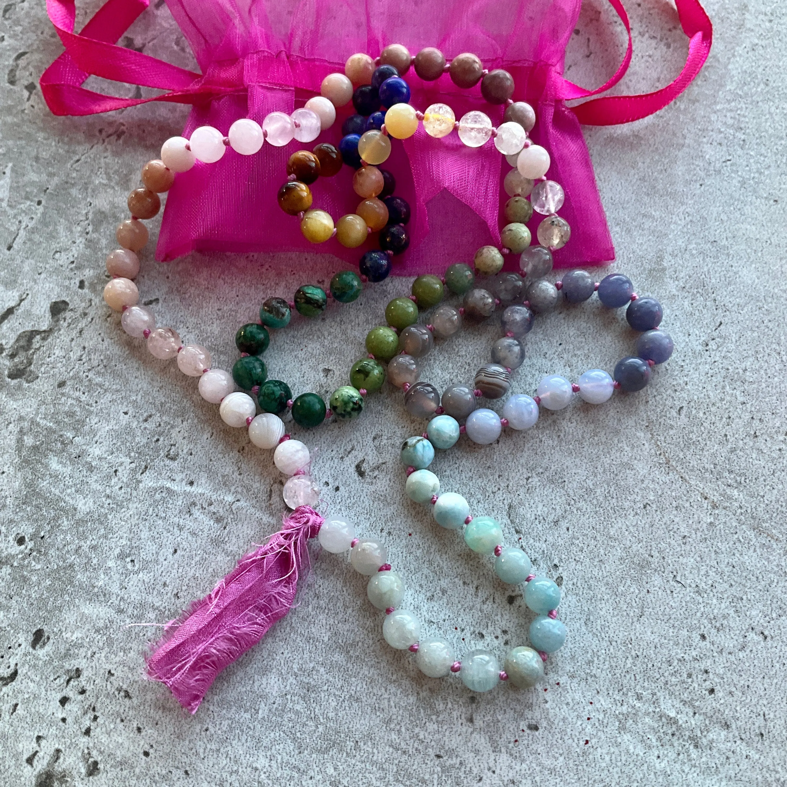 Sari Tassel Intention Mala ~ Pink (006)