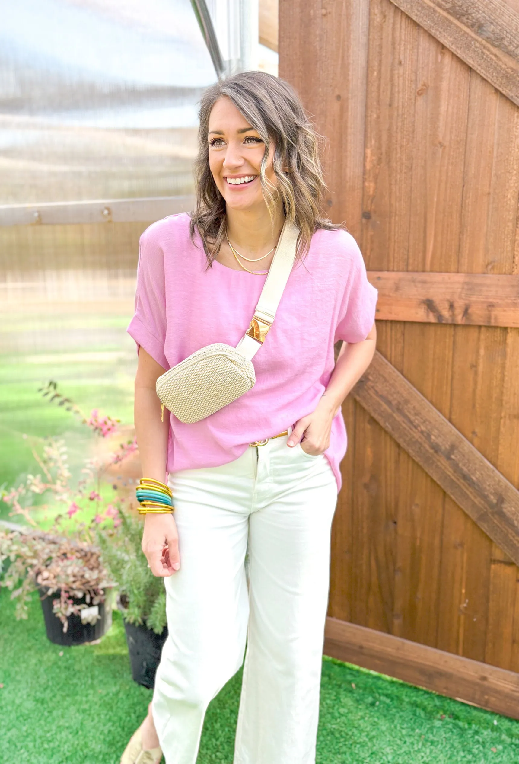 Savannah Dolman Top in Pink Mauve