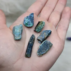 Set of 6 Deep Blue Kyanite & Fuchsite Natural Points- Locality: Brazil