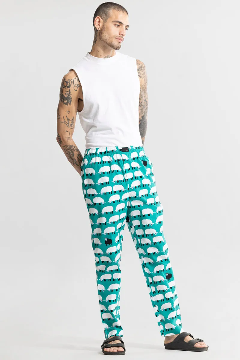 Sheep Print Aqua Green Pyjama