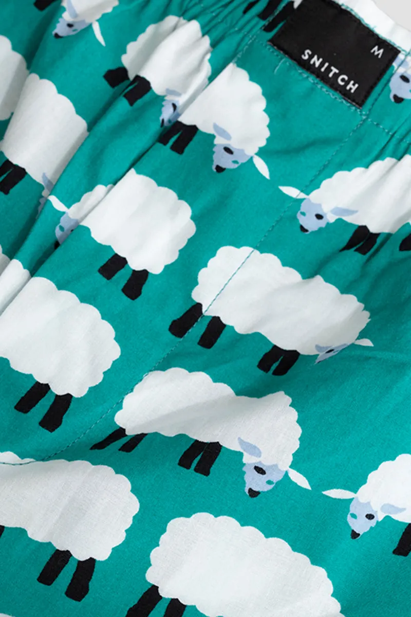 Sheep Print Aqua Green Pyjama