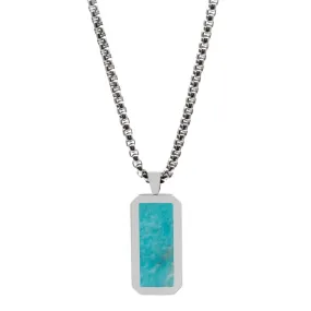 Silver Necklace with Rectangle Amazonite Pendant