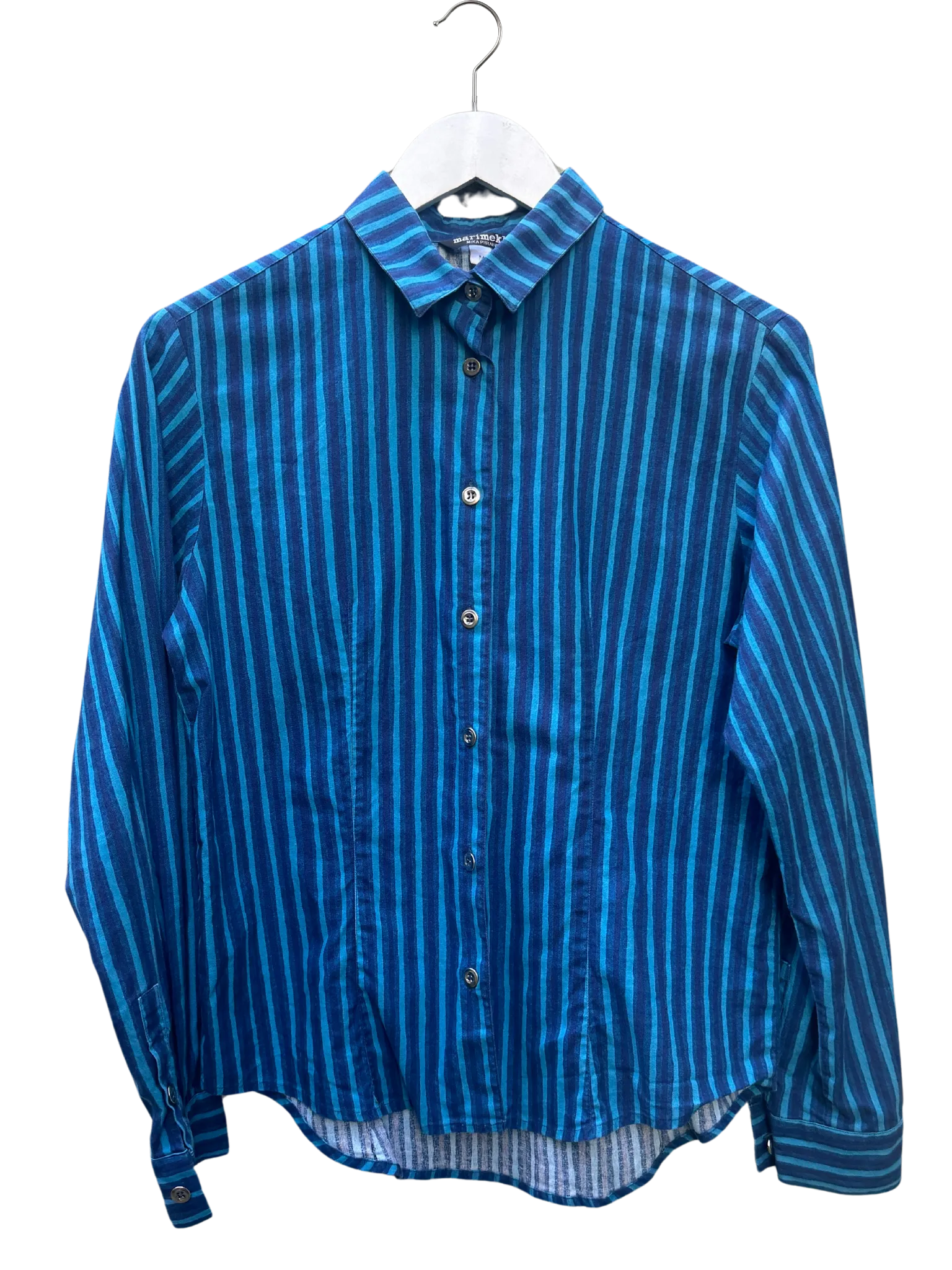 Size M - Marimekko x Mika Piirainen Blue Striped Shirt