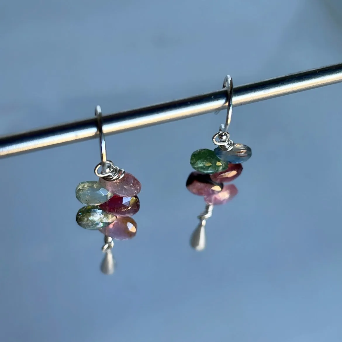 Stack Tassel multi Tourmalines earrings