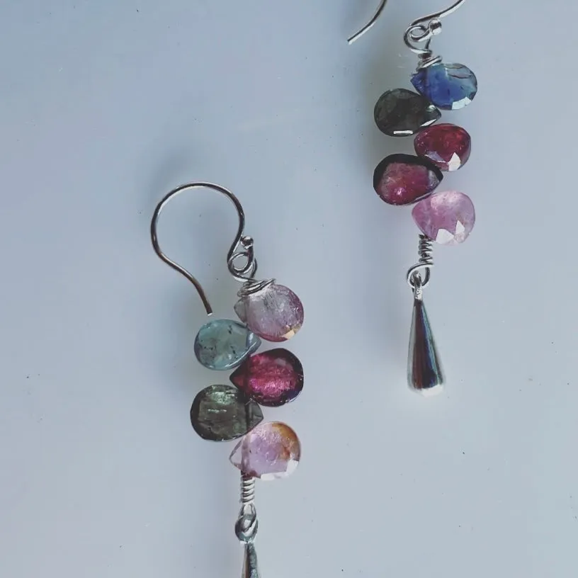 Stack Tassel multi Tourmalines earrings