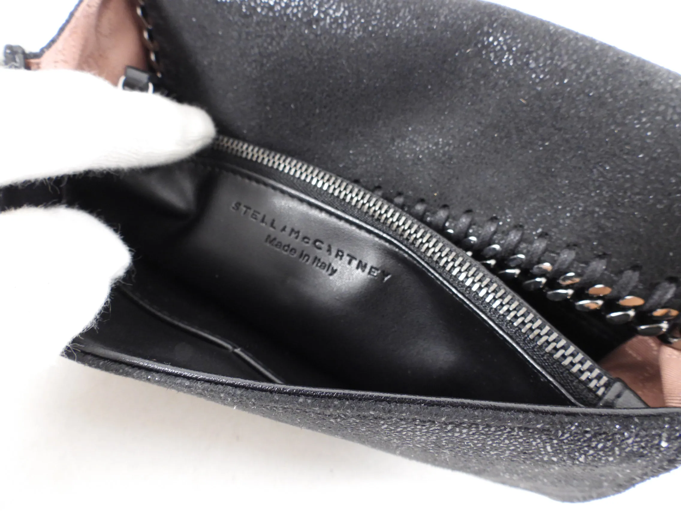 Stella McCartney Black Falabella Chain Trim Wallet