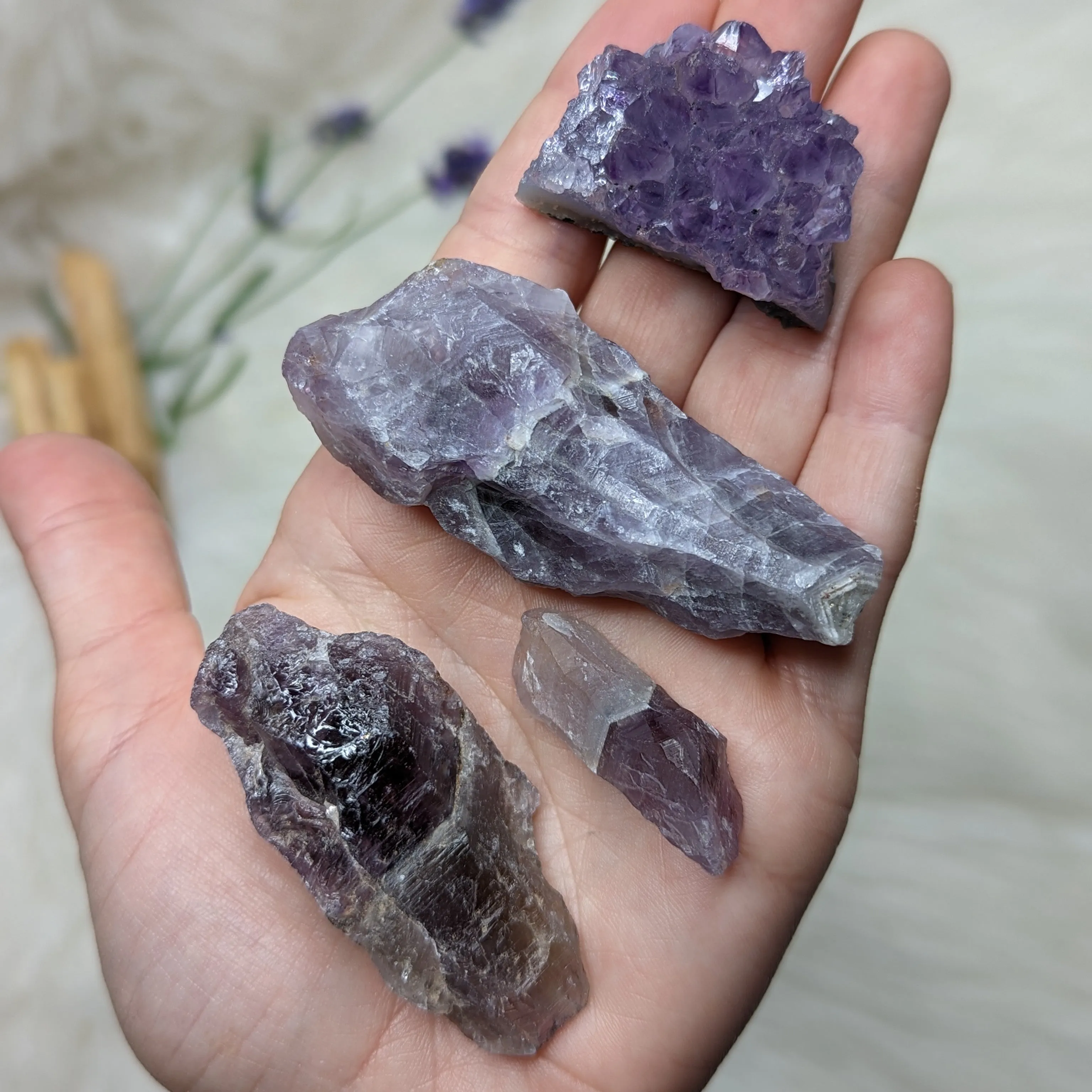 Sweet Purple Stone set! Super 7, Auralite-23, Amethyst Cluster - Set 1