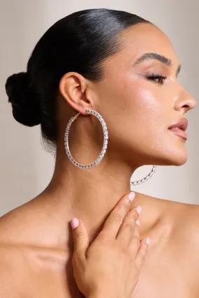 Taffy | Silver Diamante Thin Hoop Earrings