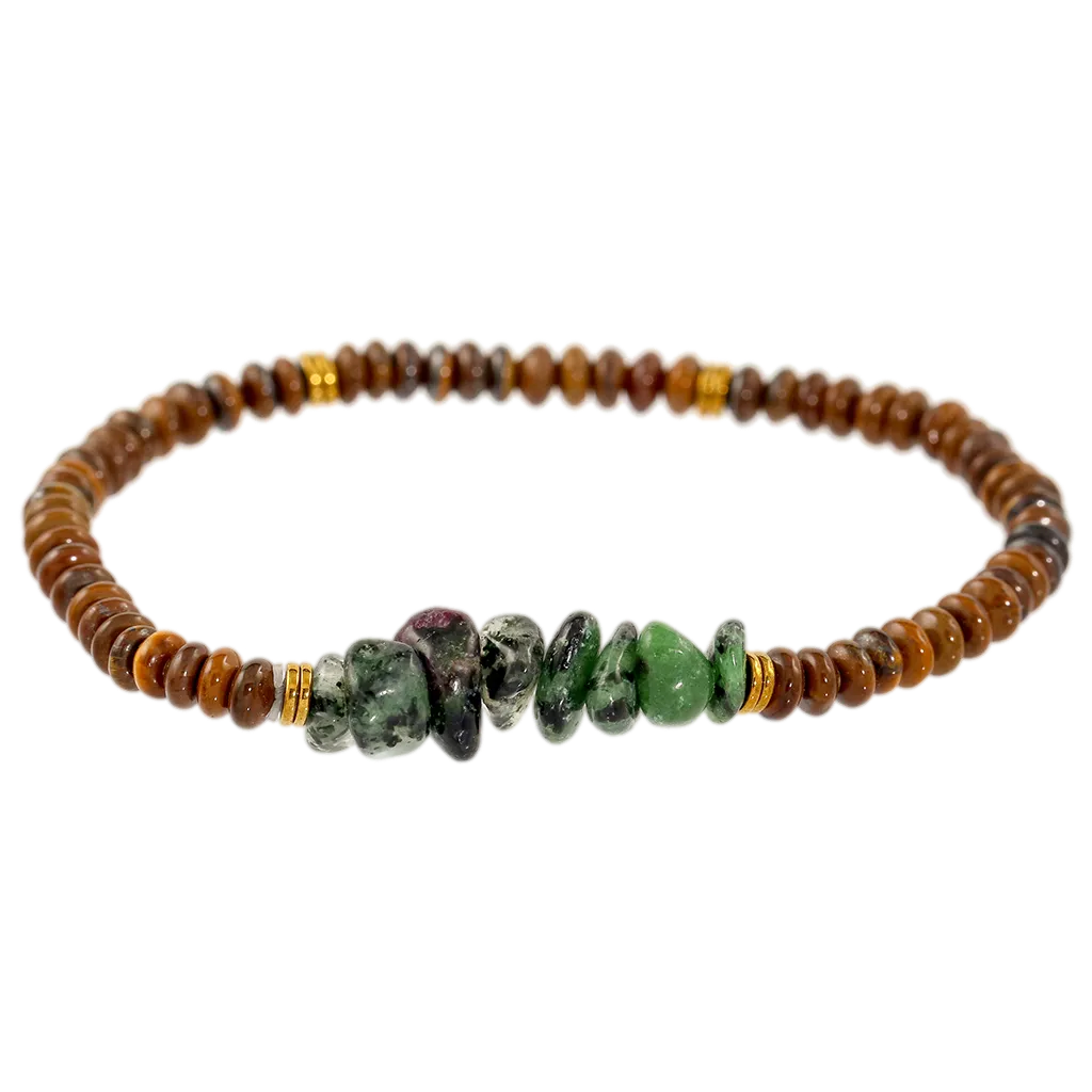 Tigers Eye & Ruby Zoisite Gemstone Bracelet