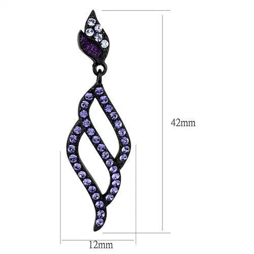 TK2379 IP Black(Ion Plating) Stainless Steel Earrings with Top Grade Crystal in Tanzanite