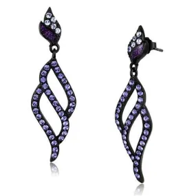 TK2379 IP Black(Ion Plating) Stainless Steel Earrings with Top Grade Crystal in Tanzanite