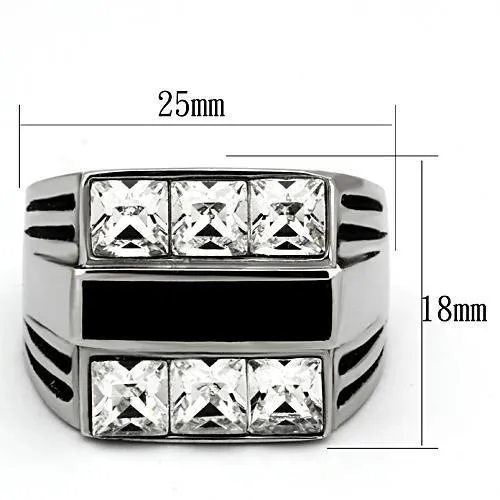 TK920 High polished (no plating) Stainless Steel Ring with Top Grade Crystal in Clear