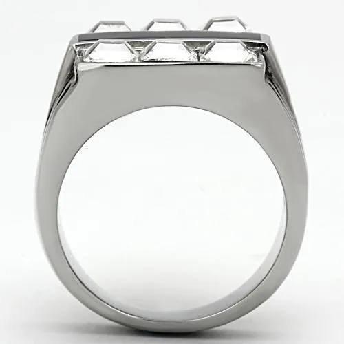 TK920 High polished (no plating) Stainless Steel Ring with Top Grade Crystal in Clear