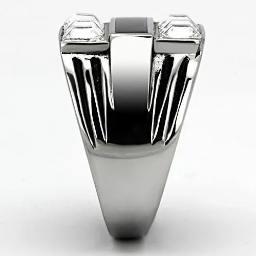 TK920 High polished (no plating) Stainless Steel Ring with Top Grade Crystal in Clear