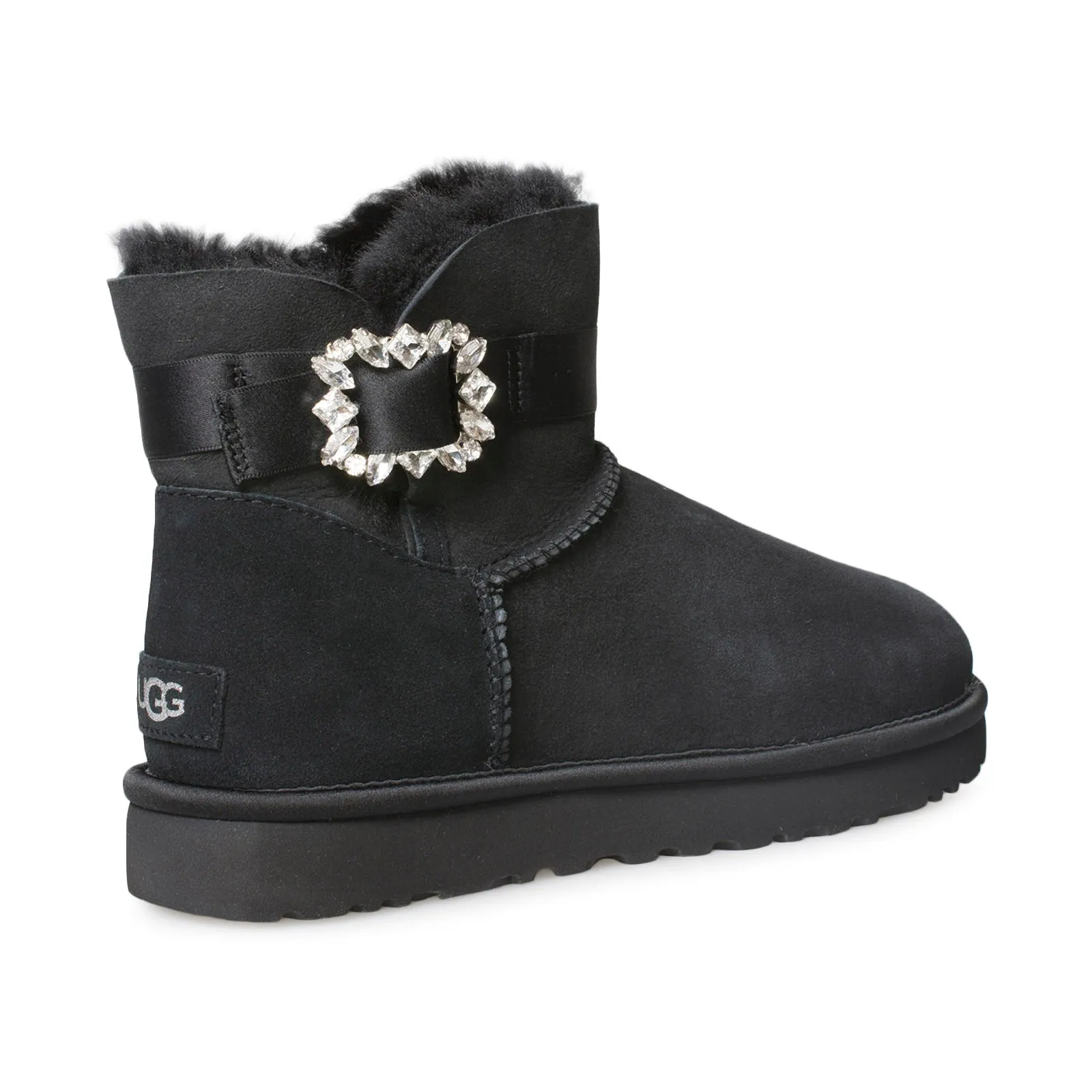 UGG Mini Side Brooch Black Boots - Women's