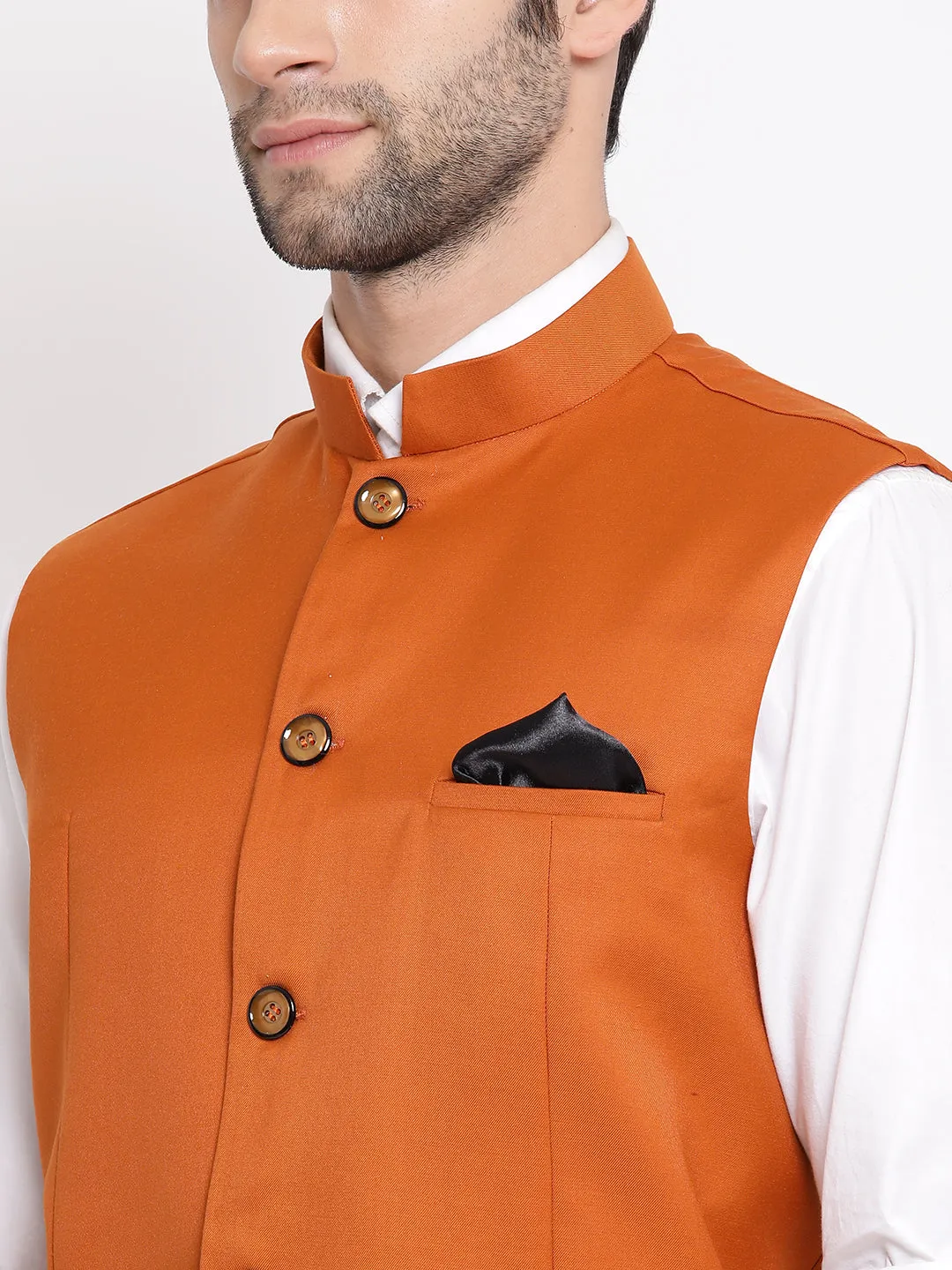 Vastramay Baap Beta Cotton Blend Orange Jacket