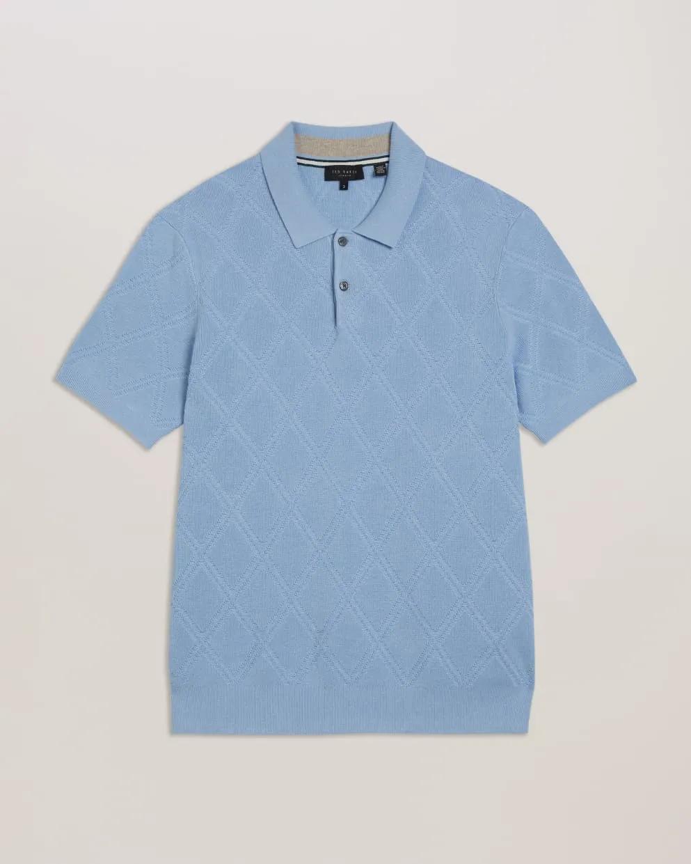 Ventar Diamond Knit Polo Shirt Pl-Blue