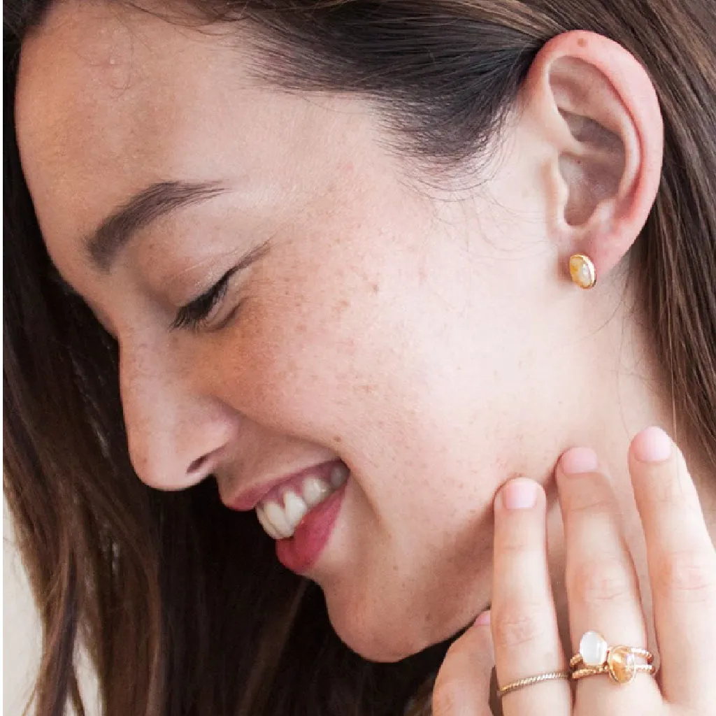 Vida Citrine Oval Stud Earrings