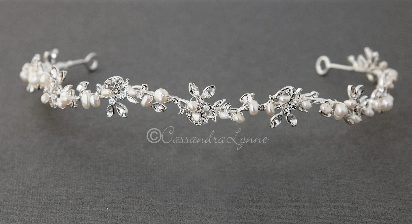 Vine Bridal Tiara Headband with Pearls