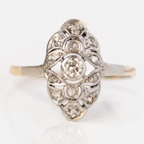 Vintage 14k Early 20th Century Diamond Navette Ring Size 6.25