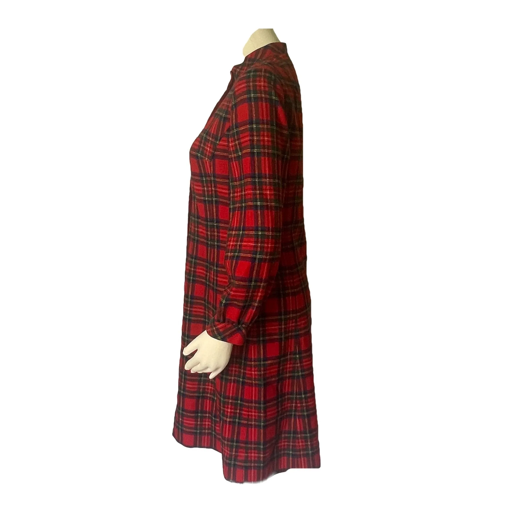 Vintage Red Plaid Wool Shirt Dress by Pendleton. Perfect Traditional Preppy Style for the Holidays.