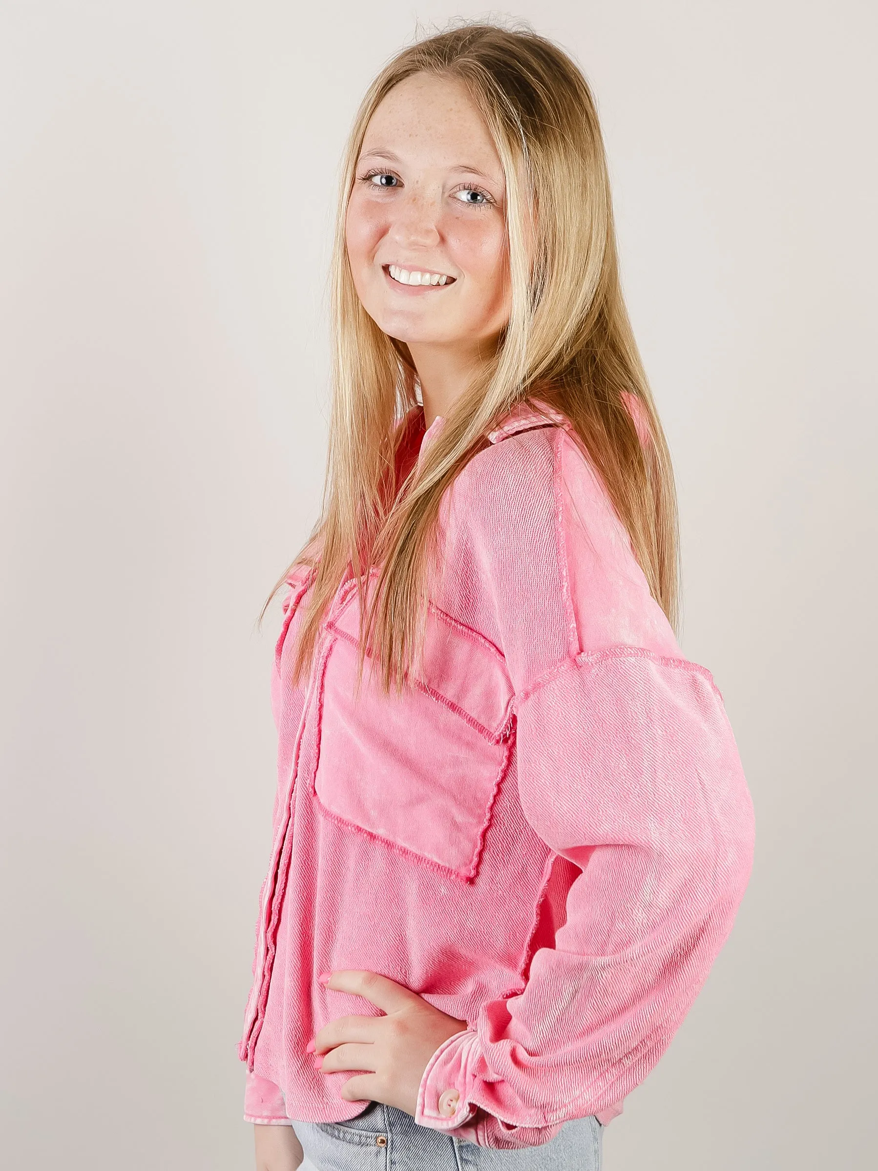 Vintage Washed Pink Shacket