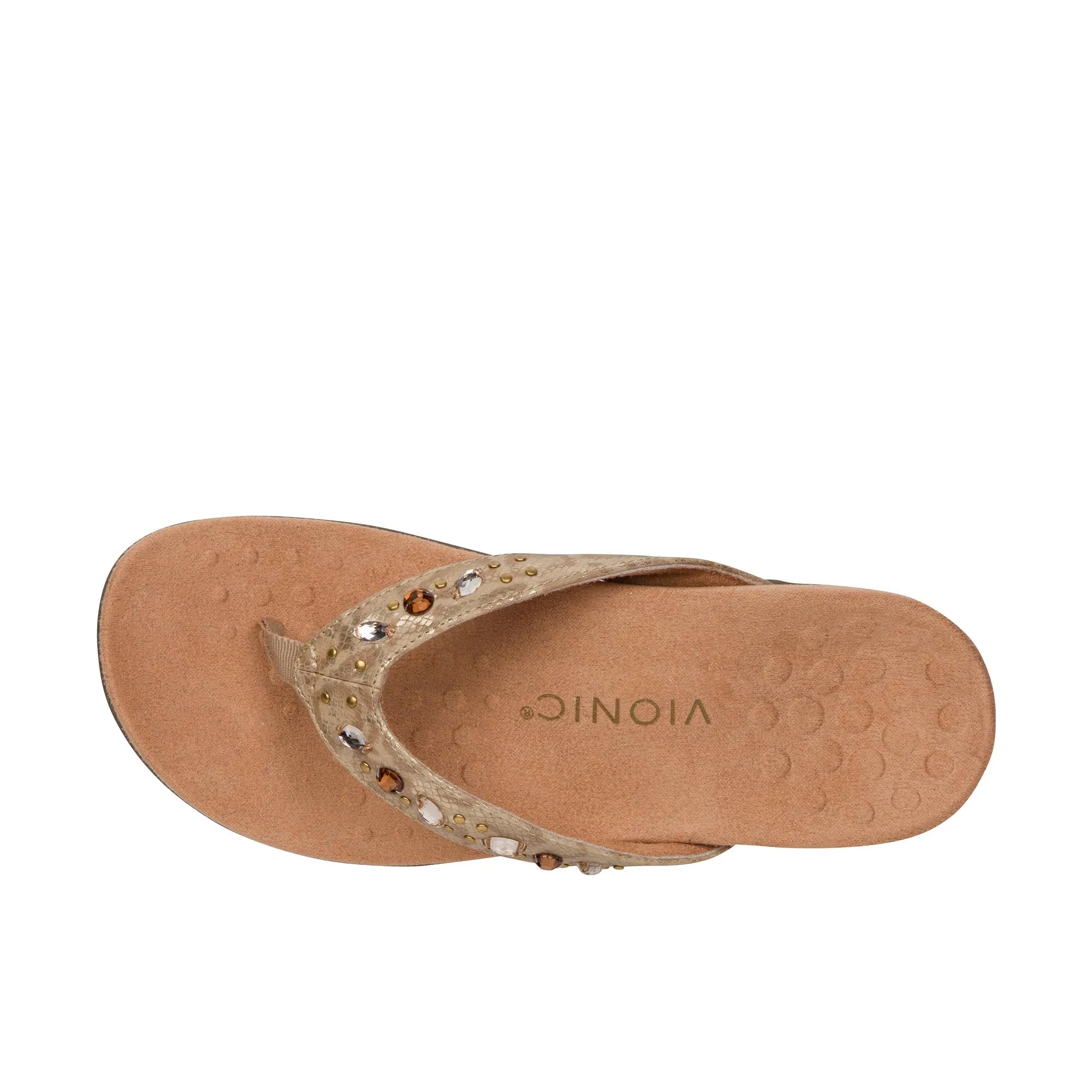 Vionic Womens Lucia Toe Post Sandal  Wheat