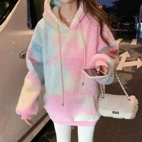 Warm Fur Rainbow Hoodie AD12806