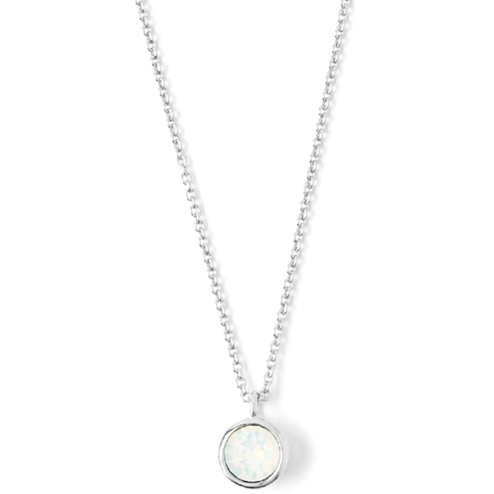 White Opal Necklace Made With Swarovski Crystals - Silver