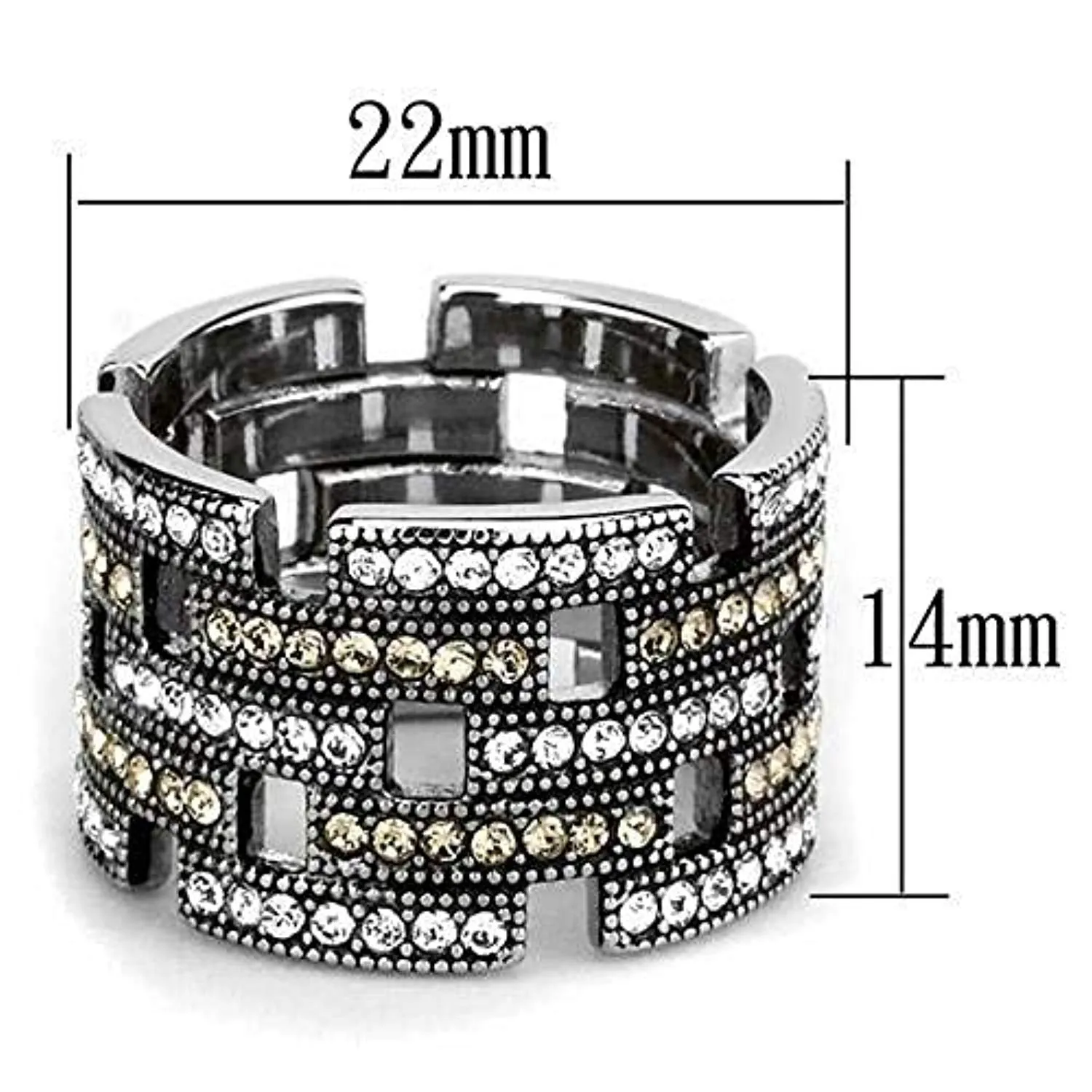 WildKlass Stainless Steel Ring High Polished Women Top Grade Crystal Multi Color