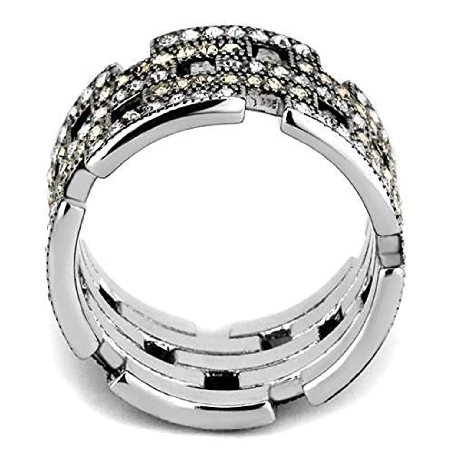 WildKlass Stainless Steel Ring High Polished Women Top Grade Crystal Multi Color