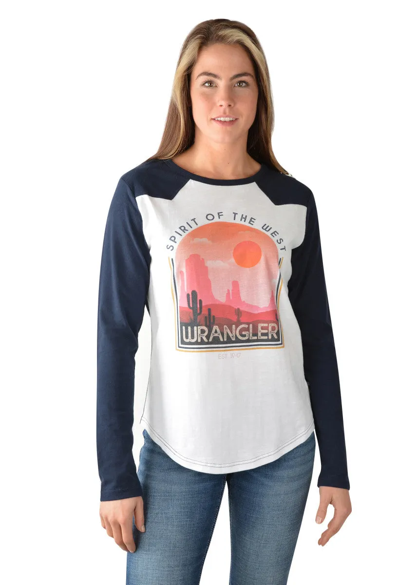 Womens Wrangler Navada Long Sleeve Raglan Tee