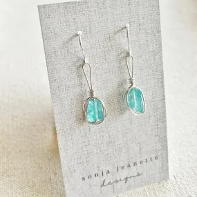 Wrapped Apatite Earrings - Silver