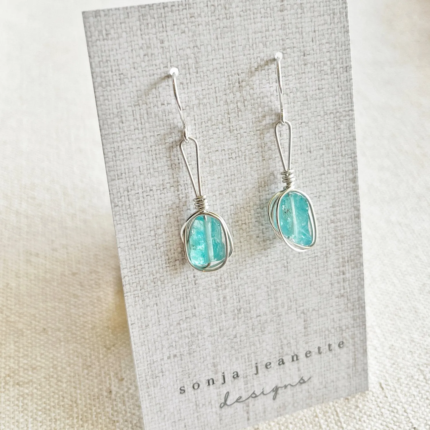 Wrapped Apatite Earrings - Silver